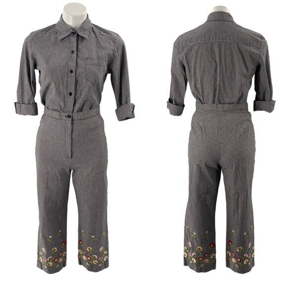 VINTAGE Larry Levine Sport Stretch matching pant suit - blouse / pants sz 8 - Picture 1 of 12